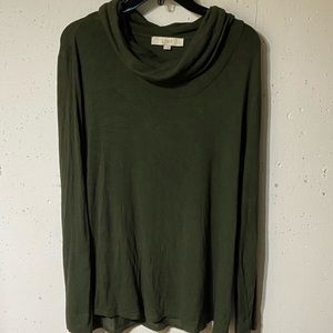 Loft Dark Green Cowl Neck Top XXL